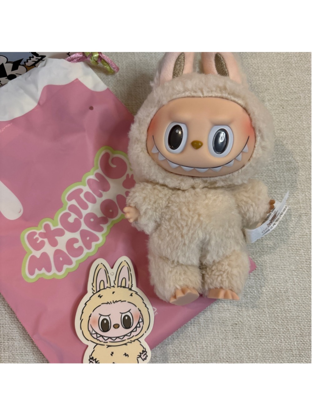 Pop Mart The Monsters Macaron Plush Toy Beige Pink One Size - Picture 2 of 2